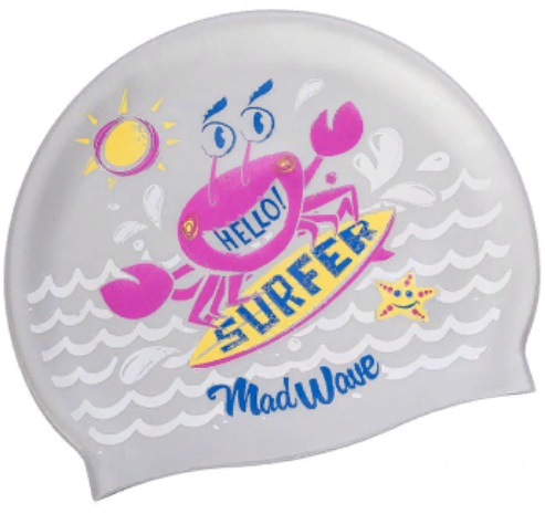 Шапочка для плавания Madwave SURFER Junior серебряный