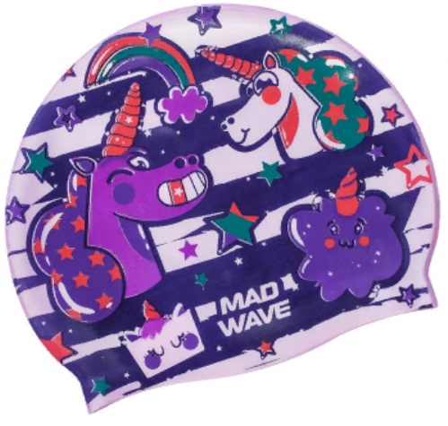 Шапочка для плавания Madwave UNICORN Junior фиолетовый