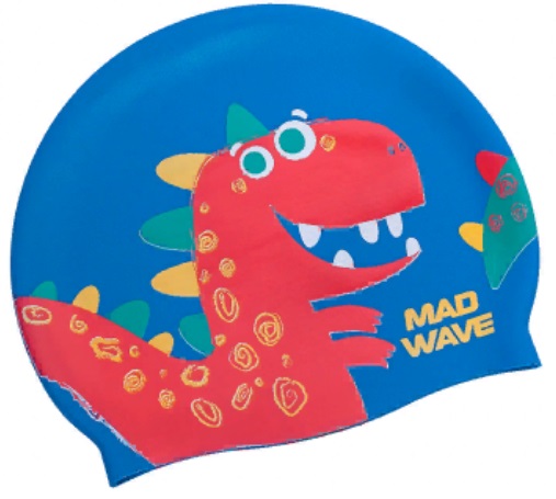 Шапочка для плавания Madwave DINO Junior темно-синий