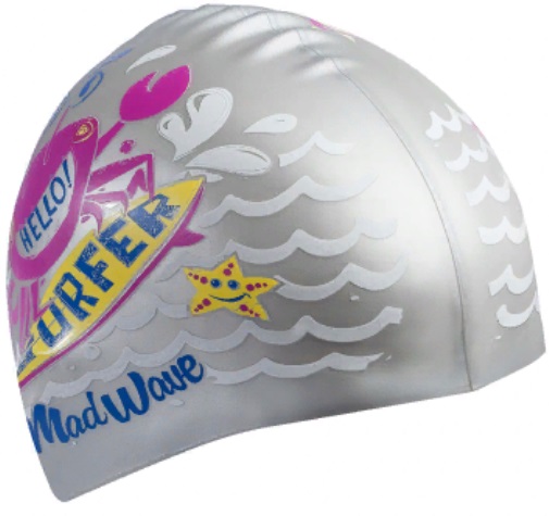 Шапочка для плавания Madwave SURFER Junior серебряный_1