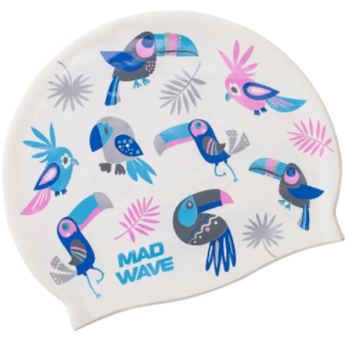 Шапочка для плавания Madwave PARROTS белый